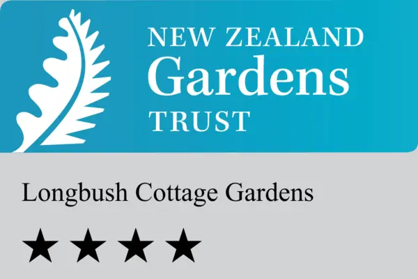 Longbush Cottage New Zealand Gardens Trust Four Star Award Longbush Cottage New Zealand Gardens Trust Four Star Award